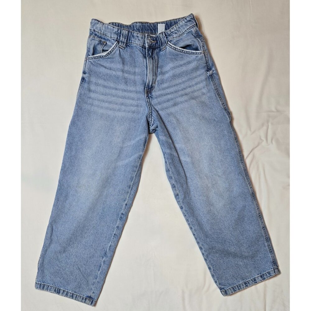 H&M Kids Baggy Jeans 12–13Y Light Wash Denim Cargo Style – Small Knee Stain